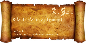 Köblös Zsigmond névjegykártya